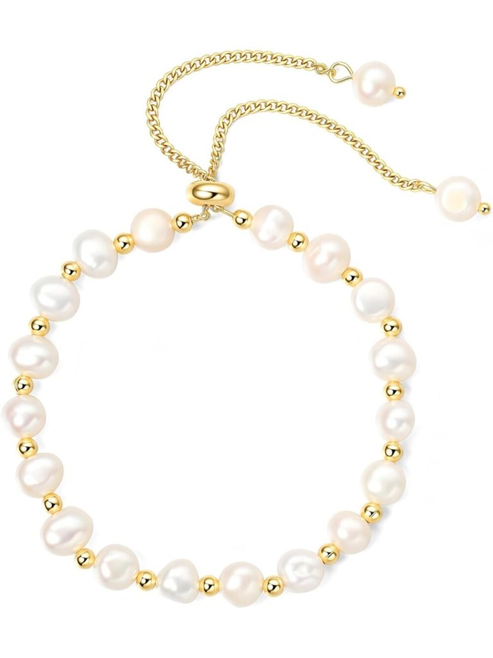 Elegant 18K Gold Plated Baroque Pearl Bracelet - Adjustable Dainty Charm Jewelry